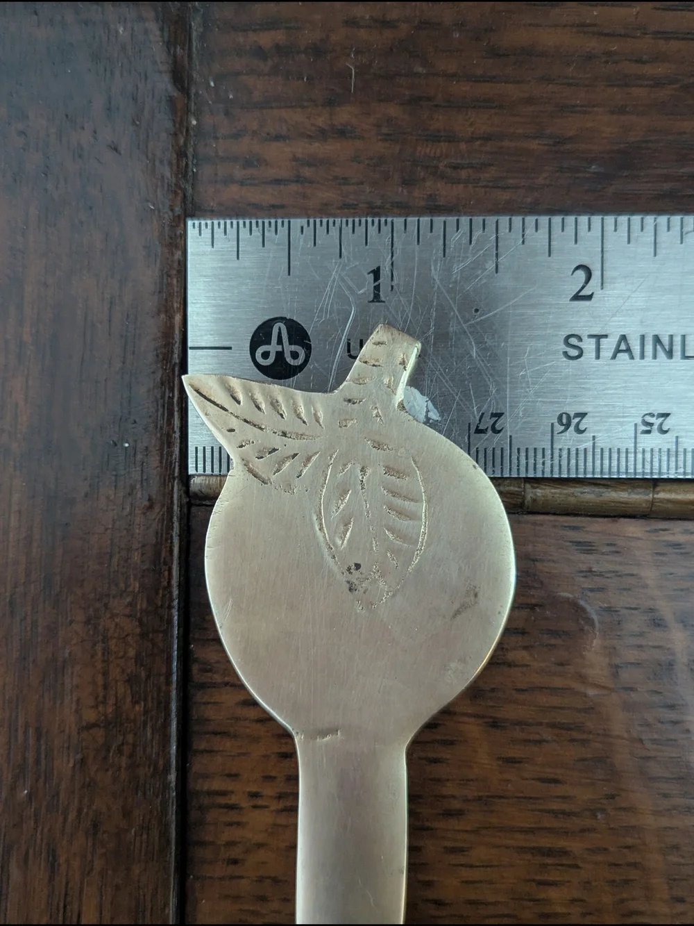 Brass Apple Motif Letter Opener Detailed Leaf Accent